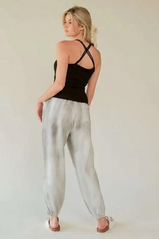 Rhinestone-Embellished Elastic Waist Joggers by Davi & Dani - Love Salve